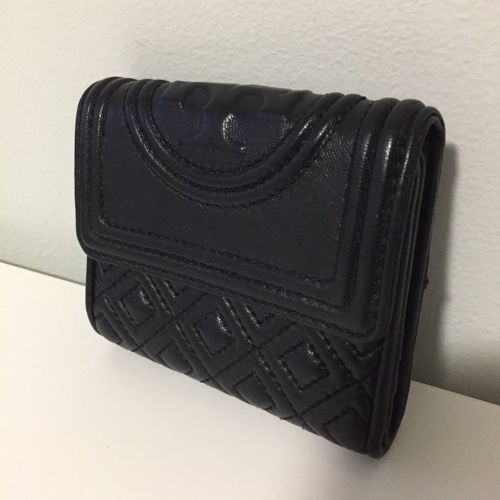 Tory Burch Black Fleming Mini Flap Wallet